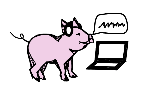 Pig with headphones Pig with headphones